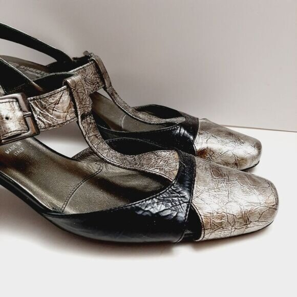 ROBERTO CAPUCCI Italy Genuine Leather T-strap Slingback Pump Heels Sz 7.5 AAA - Picture 3 of 16